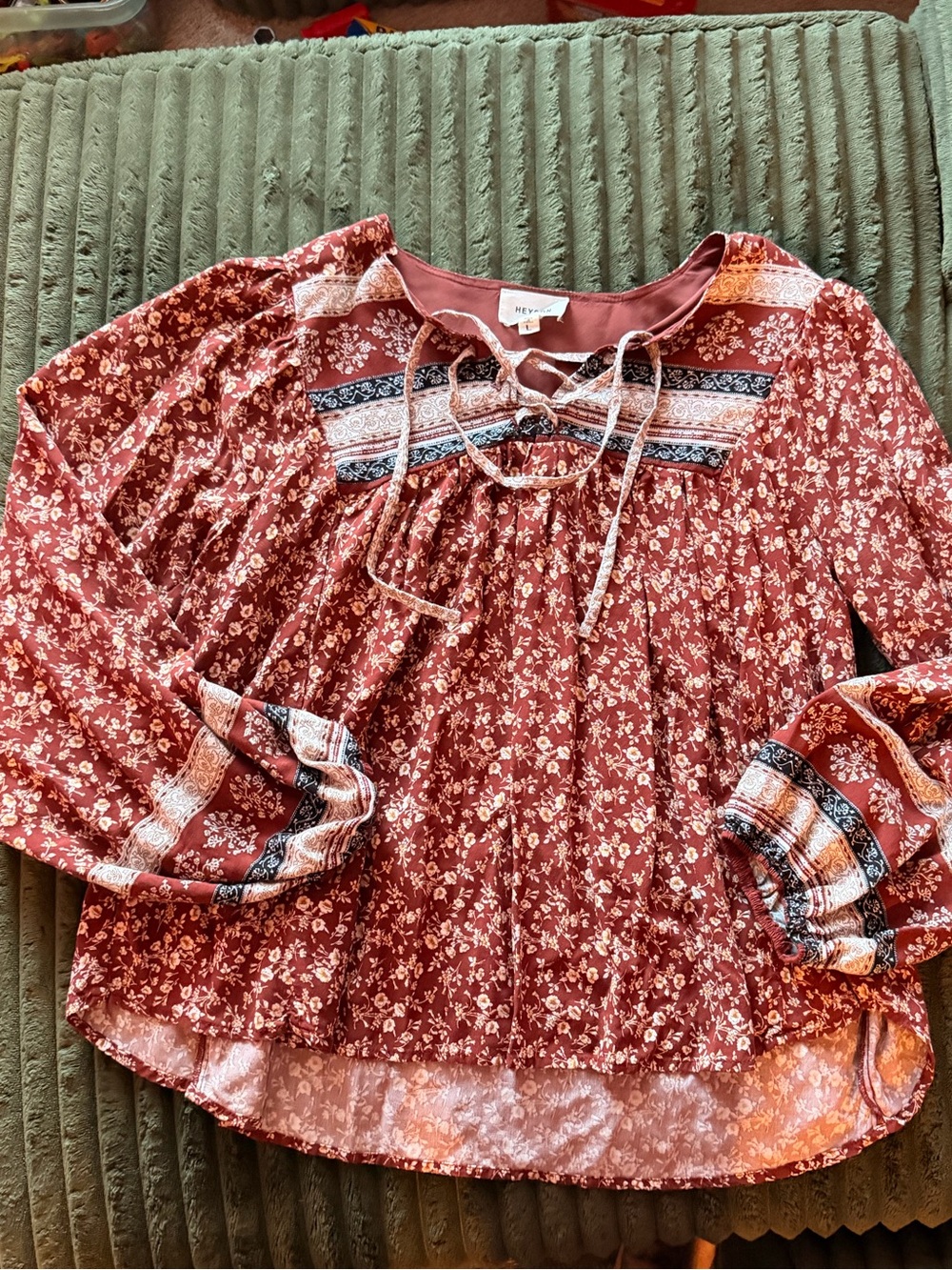 Heyson Floral Peasant Tunic - Brick Red